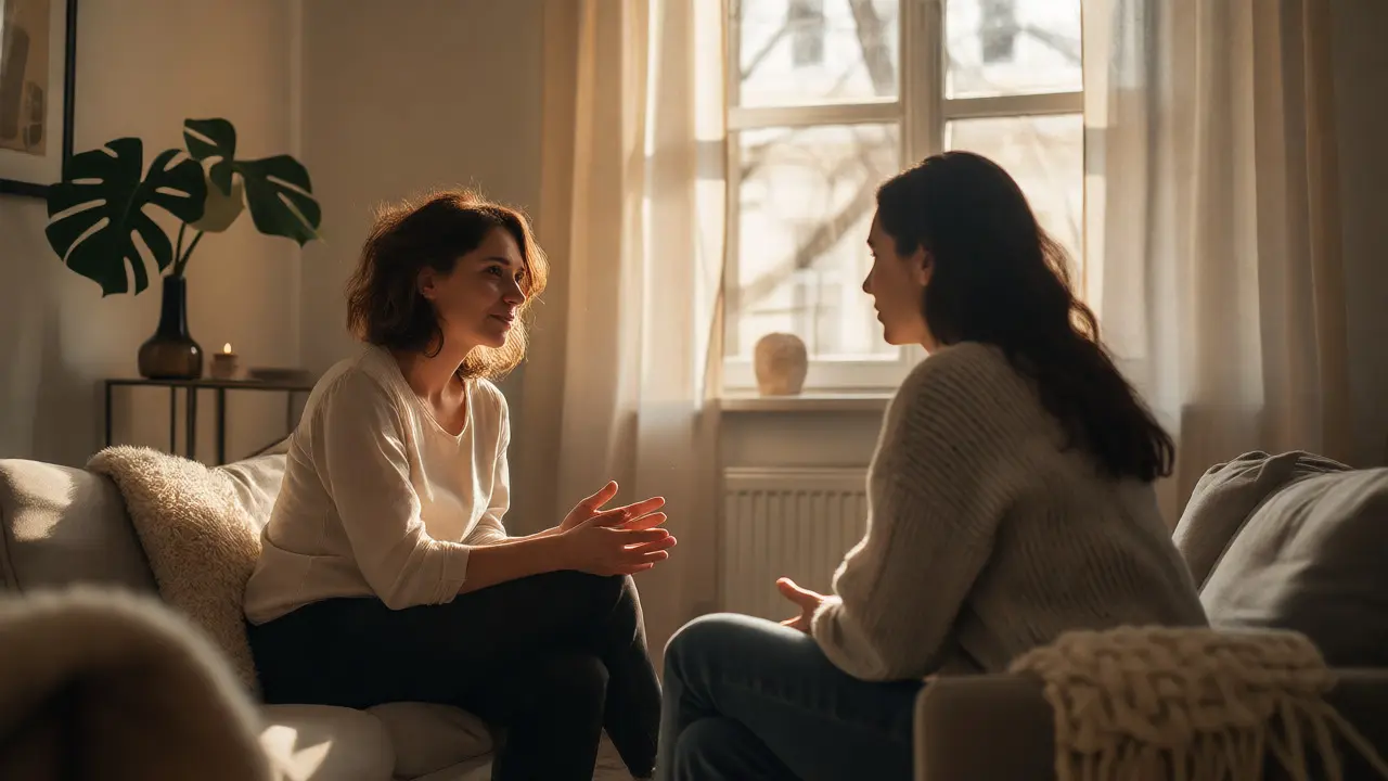 Empatická konzultace mezi terapeutkou a klientkou v klidné ordinaci
