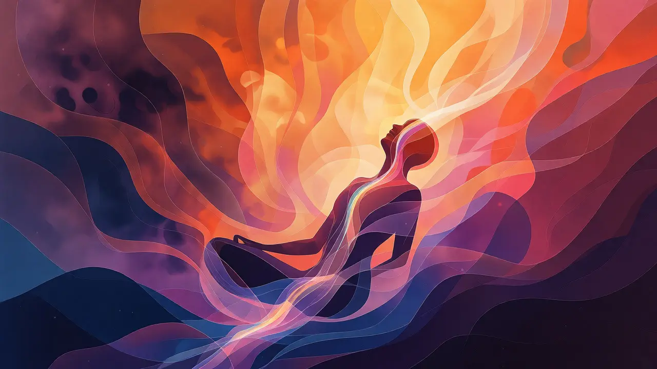 Konceptuální ilustrace toku energie a emocí v těle